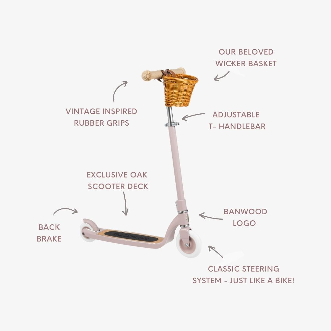 Banwood Maxi Scooter – Kids Two-Wheel Scooter (Dusty Pink)