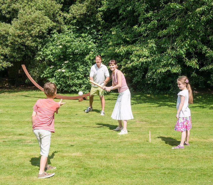 Garden Rounders Set - Wooden Bat, Ball & Stakes by Traditional Garden Games - Learning Bugs UK