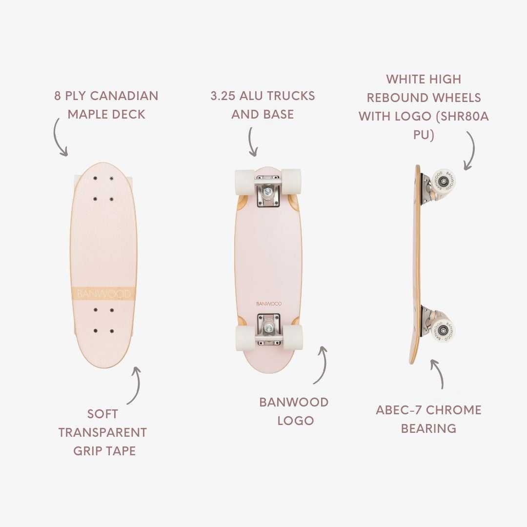 Banwood Skateboard – Kids Maple Deck Skateboard (Pink)