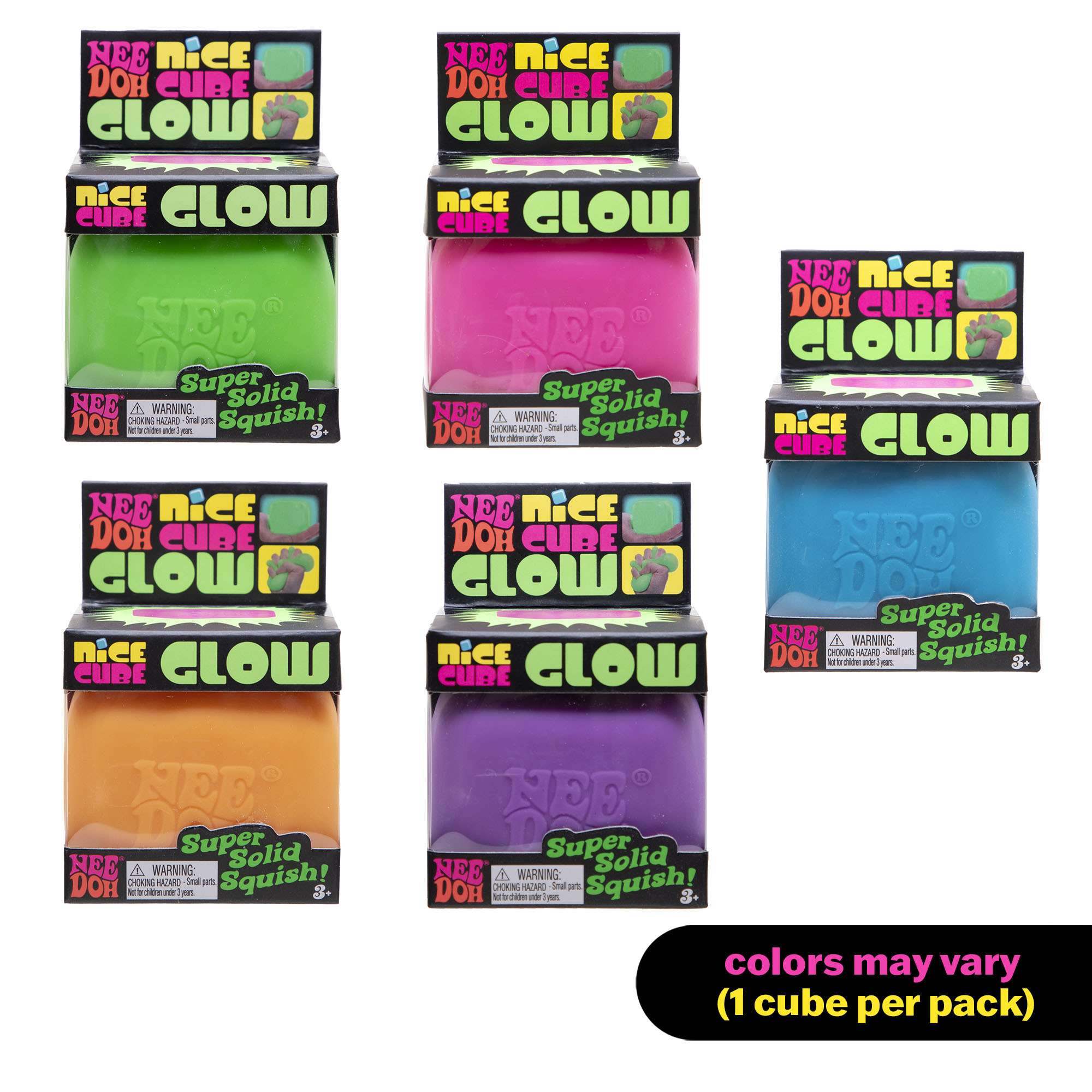 NeeDoh Nice Cube Glow – Glow in the Dark Squishy Fidget Toy