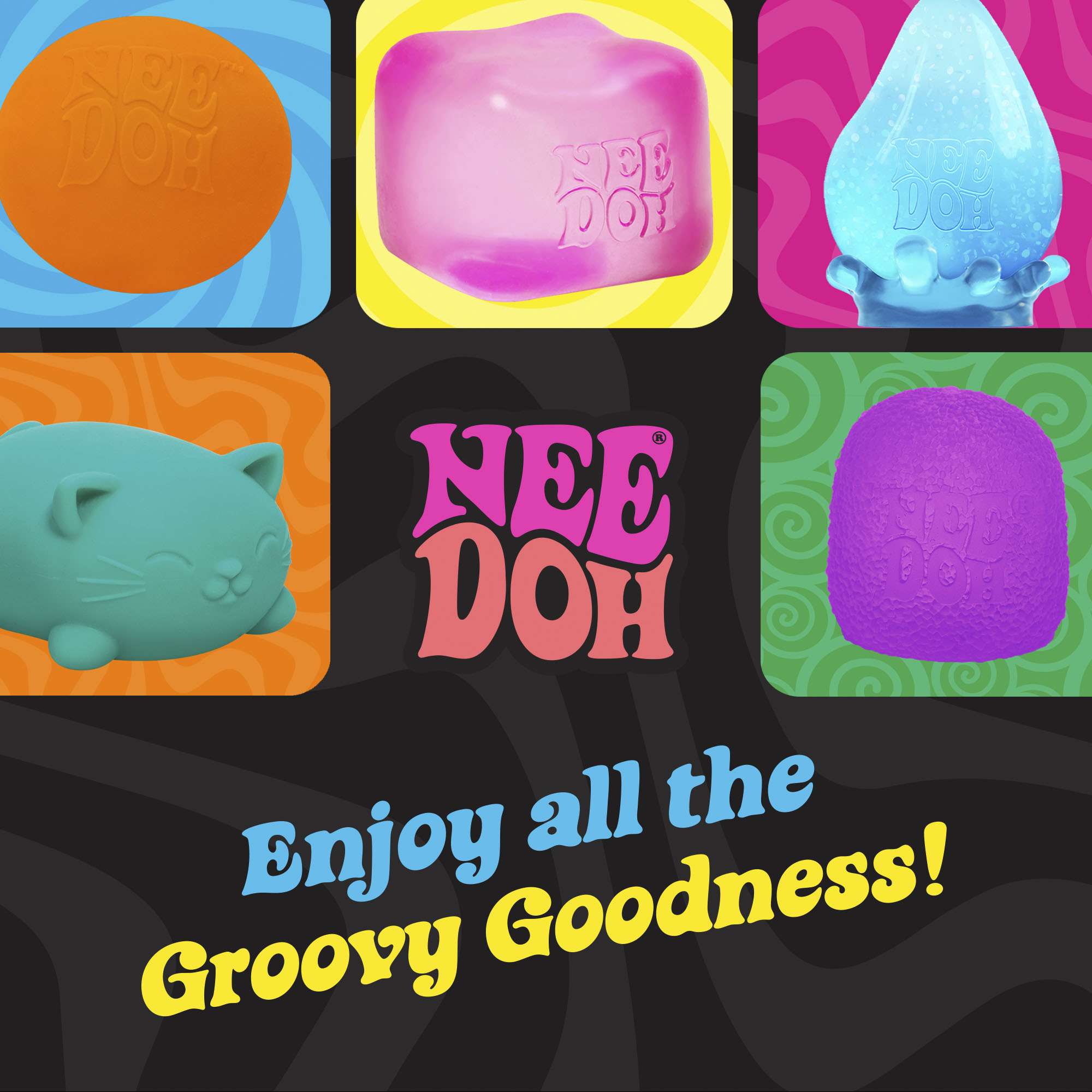 NeeDoh Fuzz Ball Wonder Waves – Sensory Squishy Fidget Toy for Kids