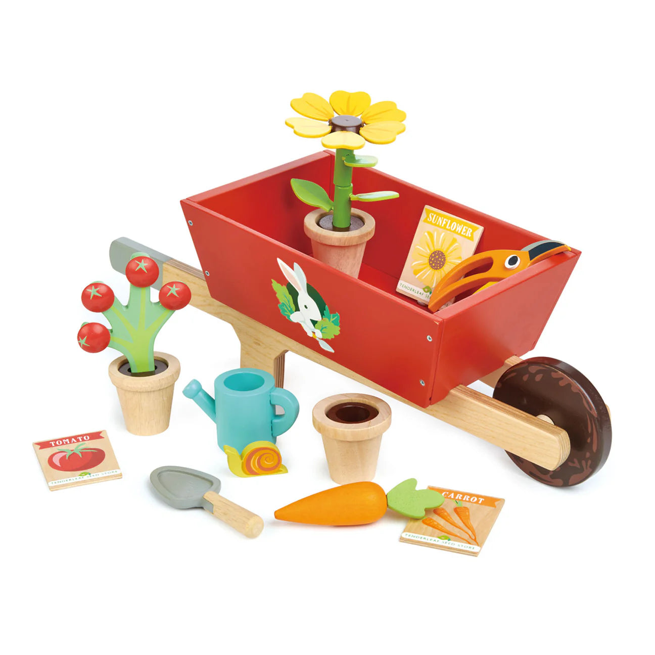 Garden Wheelbarrow Set - Wooden Child's Outdoor Gardening Toy by Learning Bugs - Learning Bugs UK
