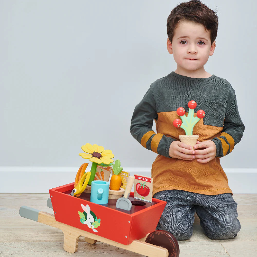 Garden Wheelbarrow Set - Wooden Child's Outdoor Gardening Toy by Learning Bugs - Learning Bugs UK