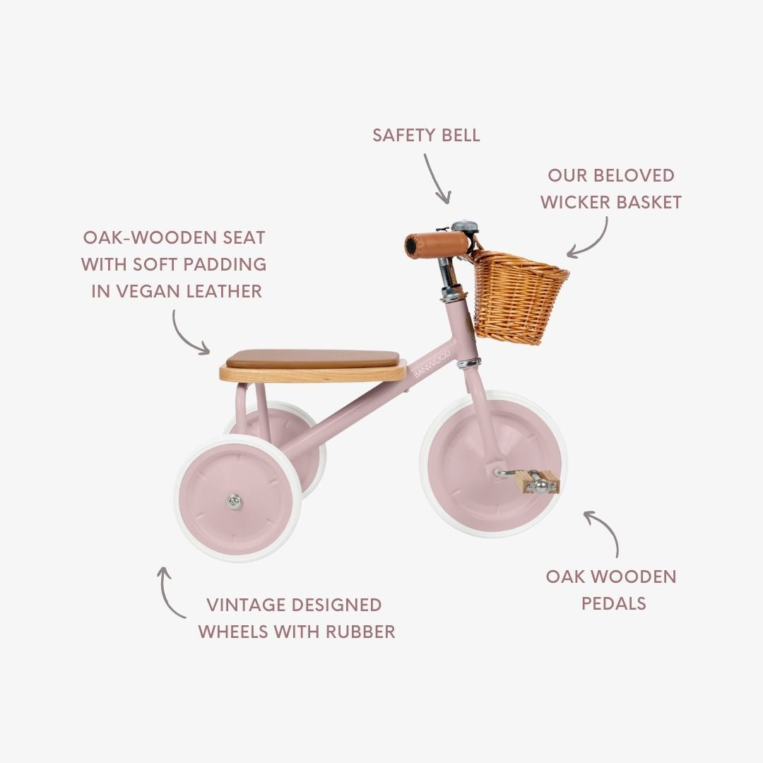 Banwood Trike – Classic Toddler Tricycle (Dusty Pink)