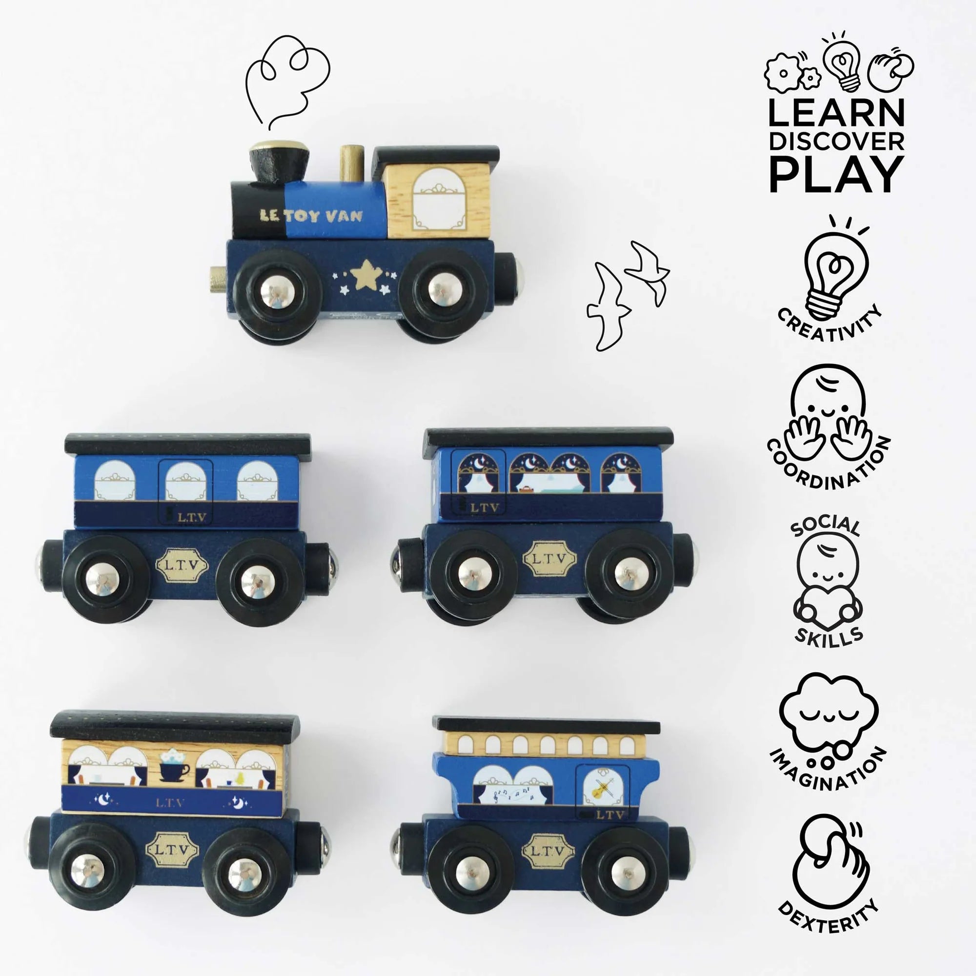 Le Toy Van - Twilight Pull Train by Lauvely - Learning Bugs UK