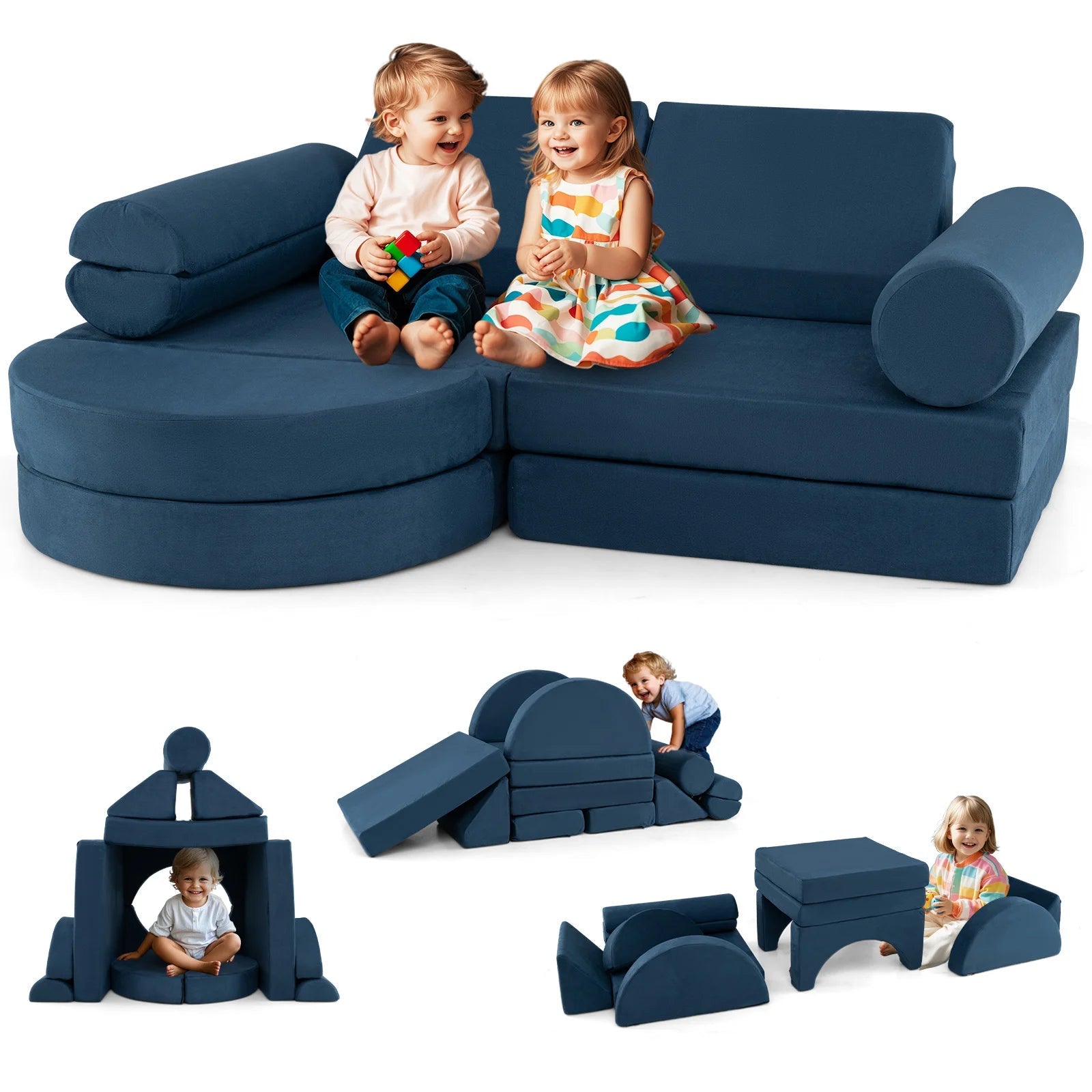 Buy 13 - Piece Convertible Modular Kids Play Couch | for kids by Learning Bugs UK