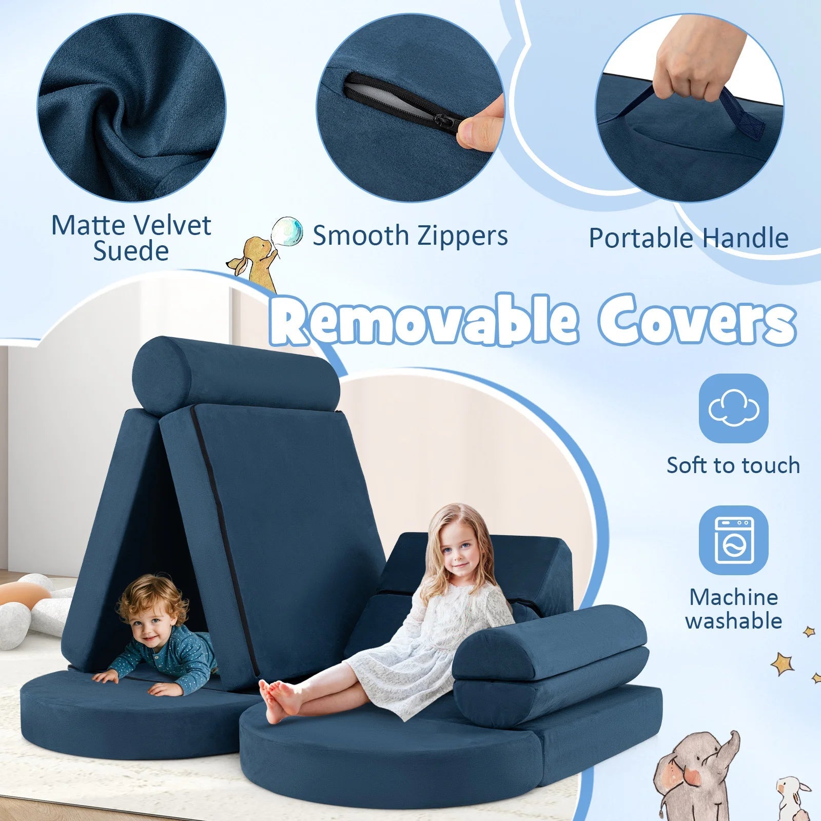 Buy 13 - Piece Convertible Modular Kids Play Couch | for kids by Learning Bugs UK
