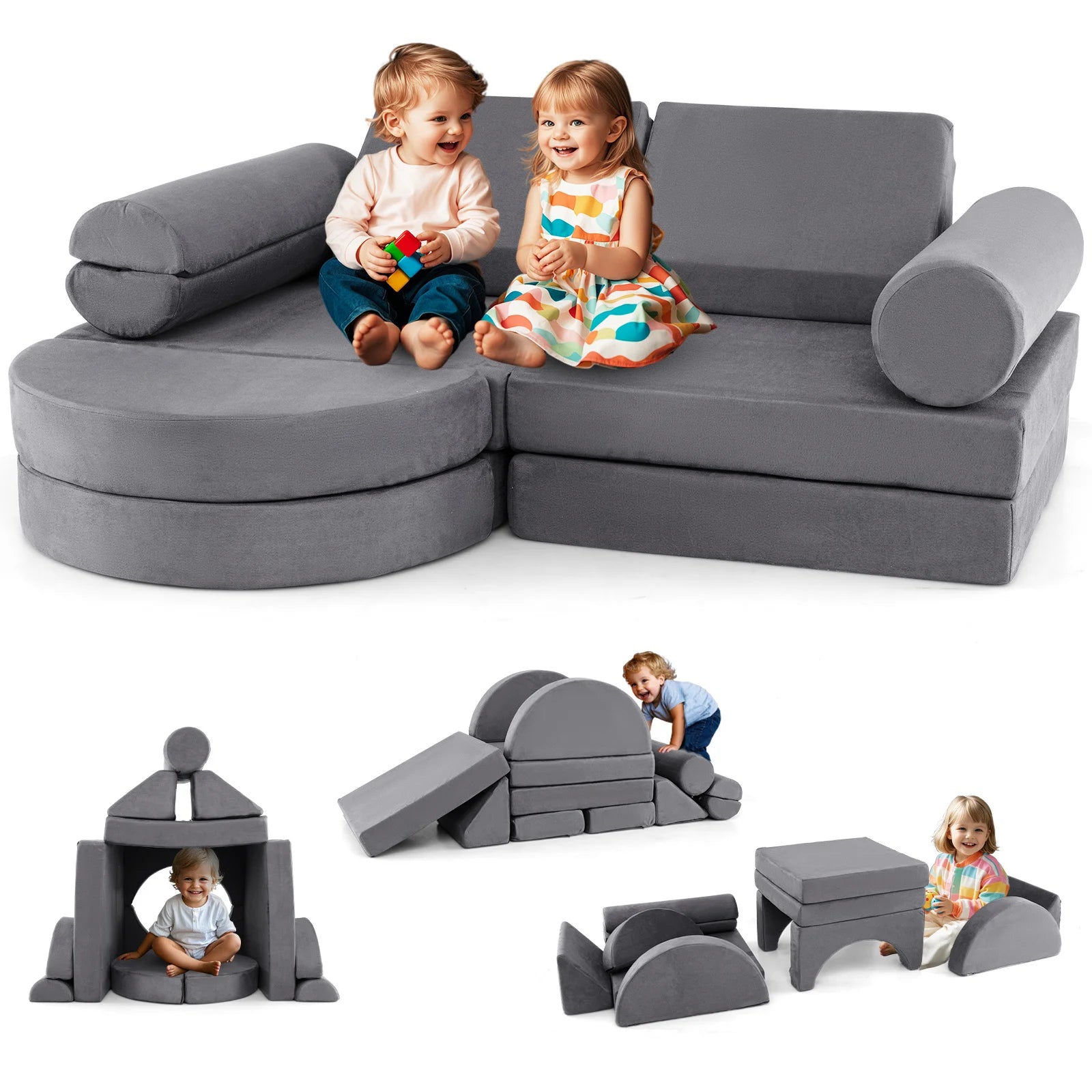Buy 13 - Piece Convertible Modular Kids Play Couch | for kids by Learning Bugs UK