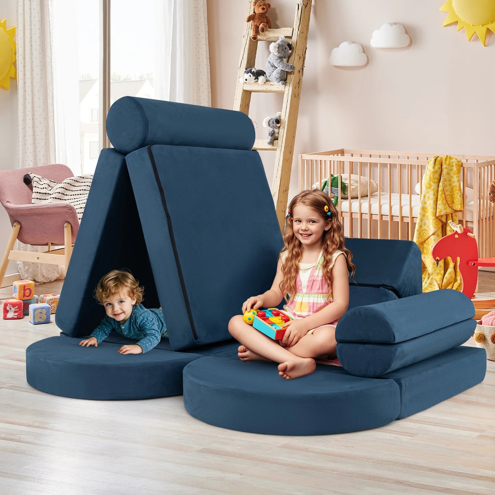Buy 13 - Piece Convertible Modular Kids Play Couch | for kids by Learning Bugs UK