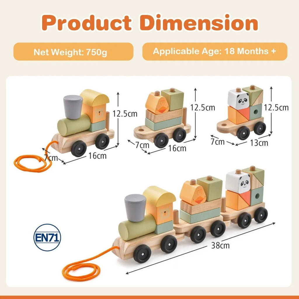 Buy 3 - Section Toy Train with Stackable Building Blocks | for kids by Learning Bugs UK