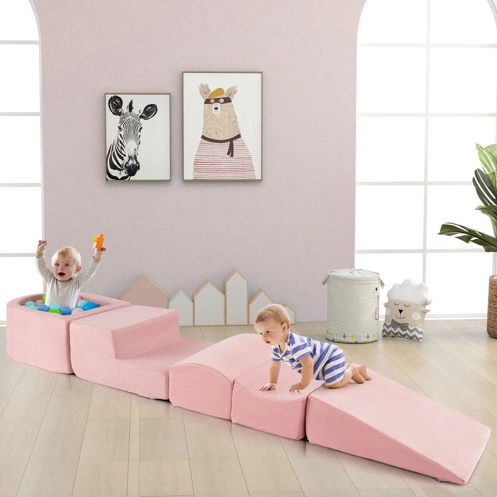 Buy 5 - Piece Climb and Crawl Playset with Ball Pit for Kids - Pink | for kids by Learning Bugs UK