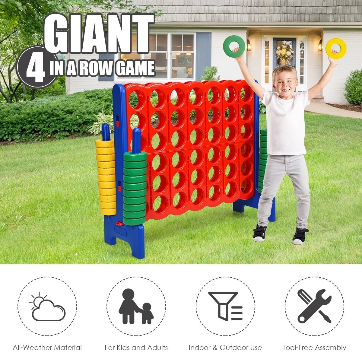 Buy Jumbo 4 - to - Score Giant Game Set with Quick - Release Lever - Blue | for kids by Learning Bugs UK