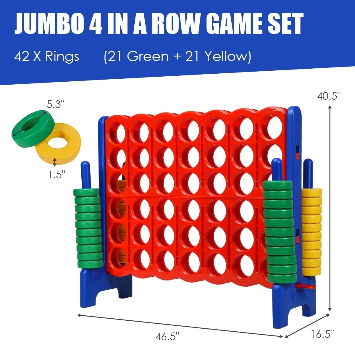 Buy Jumbo 4 - to - Score Giant Game Set with Quick - Release Lever - Blue | for kids by Learning Bugs UK