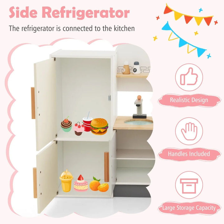 Buy Wooden Pretend Kids Play Kitchen Set with Realistic Range Hood | for kids by Learning Bugs UK
