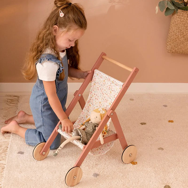 Little Dutch Wooden Doll Stroller - Flowers & Butterflies