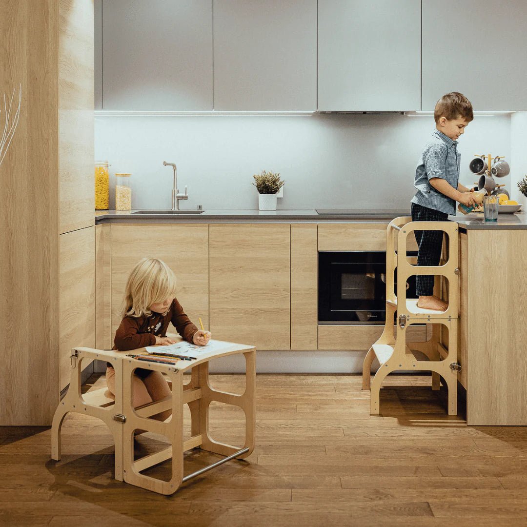 Buy Help Tower - Table Step 'n' Sit Wooden with Antique Brass Catches | for kids by Learning Bugs UK