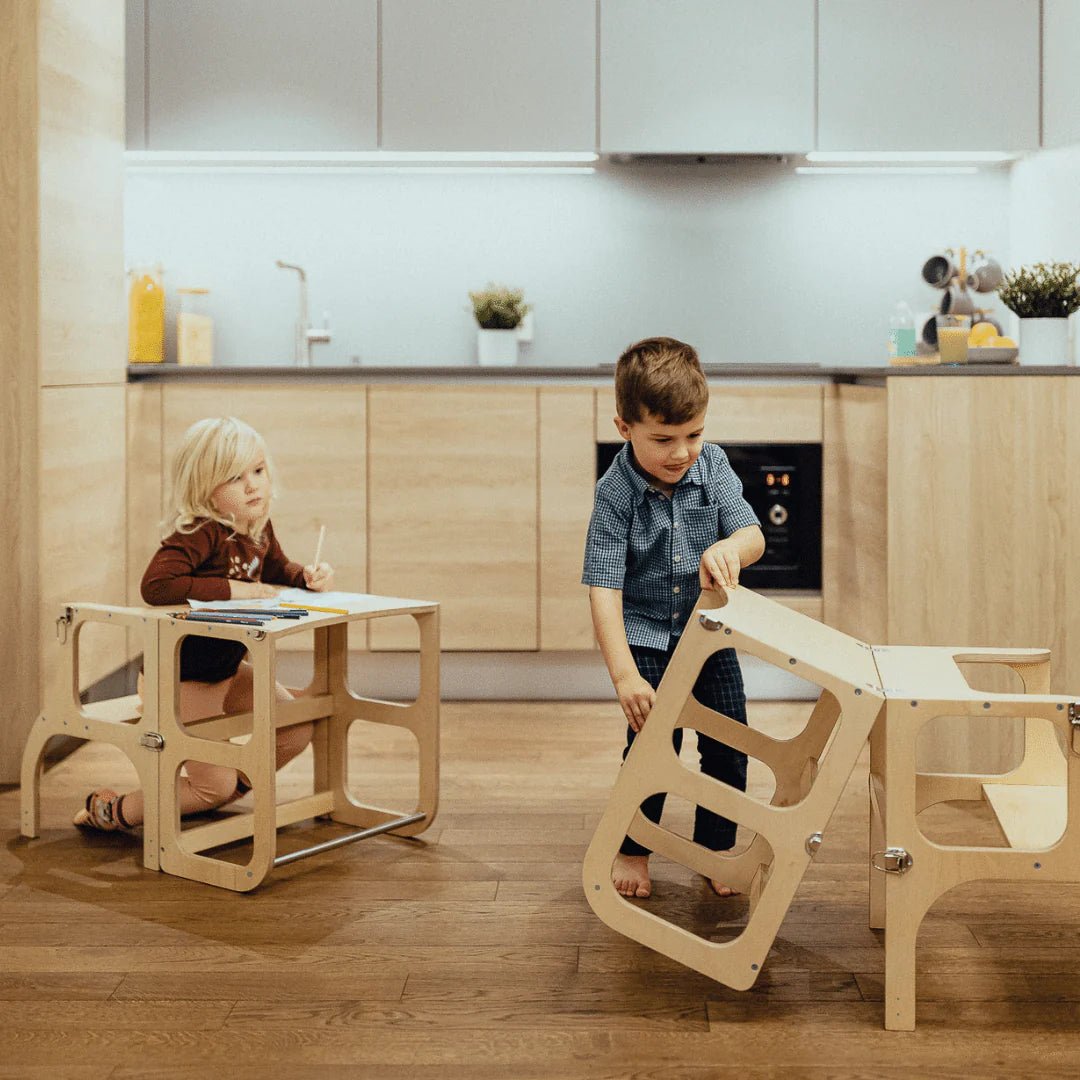 Buy Help Tower - Table Step 'n' Sit Wooden with Antique Brass Catches | for kids by Learning Bugs UK