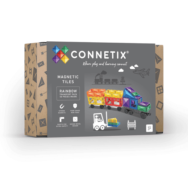 Connetix Rainbow Transport Pack (50 pc) – Magnetic Vehicle Building Set