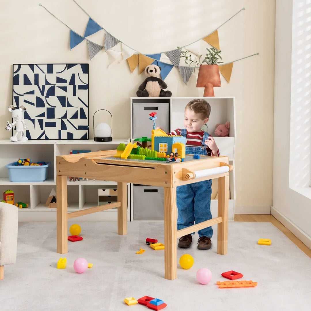 Wooden Children Activity Table with Reversible Tabletop - Natural