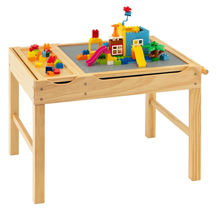 Wooden Children Activity Table with Reversible Tabletop - Natural