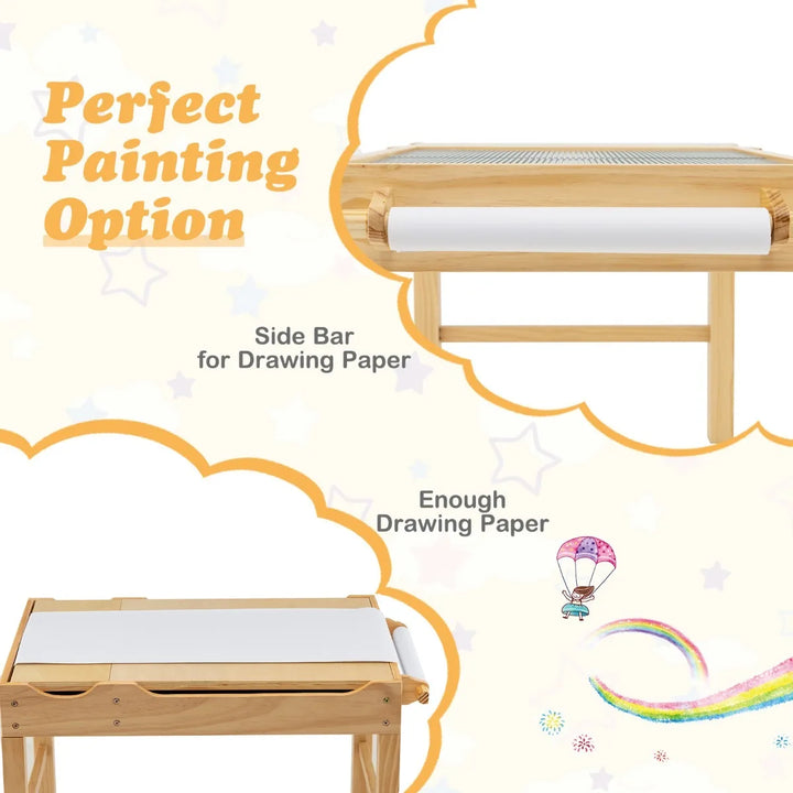 Wooden Children Activity Table with Reversible Tabletop - Natural