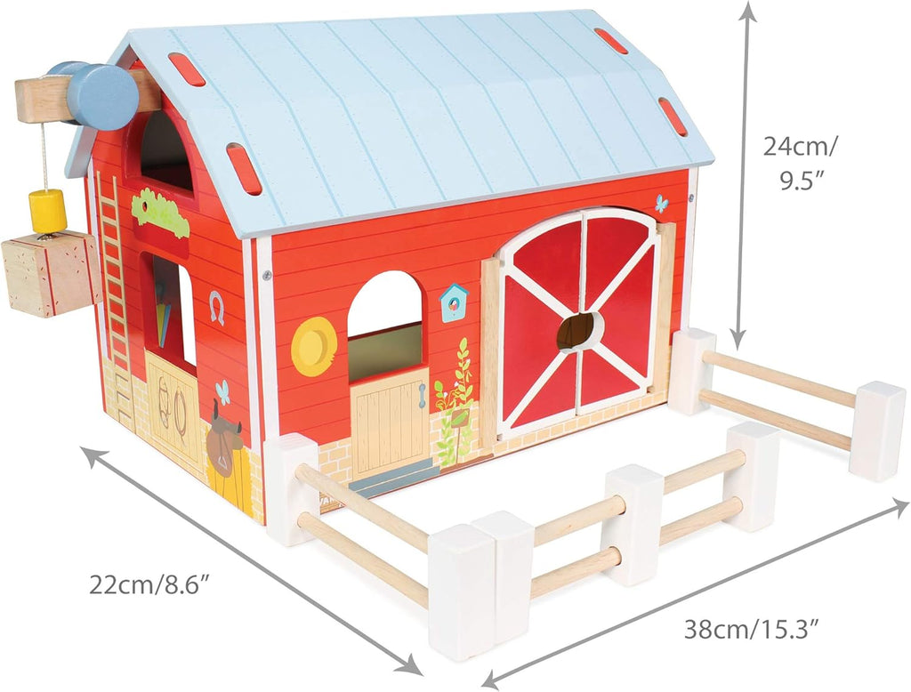 Le Toy Van Wooden Red Barn – Classic Farm Playset – Learning Bugs