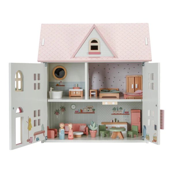 Buy Little Dutch Wooden Dollhouse - 25‑Piece Playhouse with Furniture | for kids by Learning Bugs UK