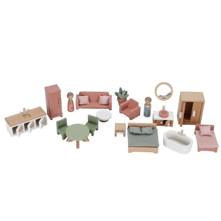 Buy Little Dutch Wooden Dollhouse - 25‑Piece Playhouse with Furniture | for kids by Learning Bugs UK