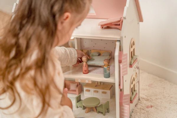 Buy Little Dutch Wooden Dollhouse - 25‑Piece Playhouse with Furniture | for kids by Learning Bugs UK
