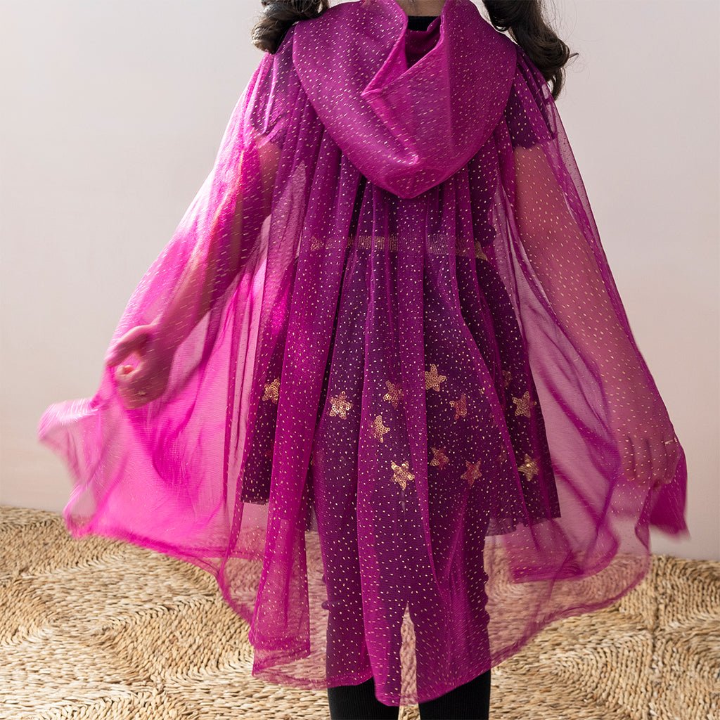 Buy Rex London Children’s Glitter Cape with Hood - Dark Pink | for kids by Learning Bugs UK