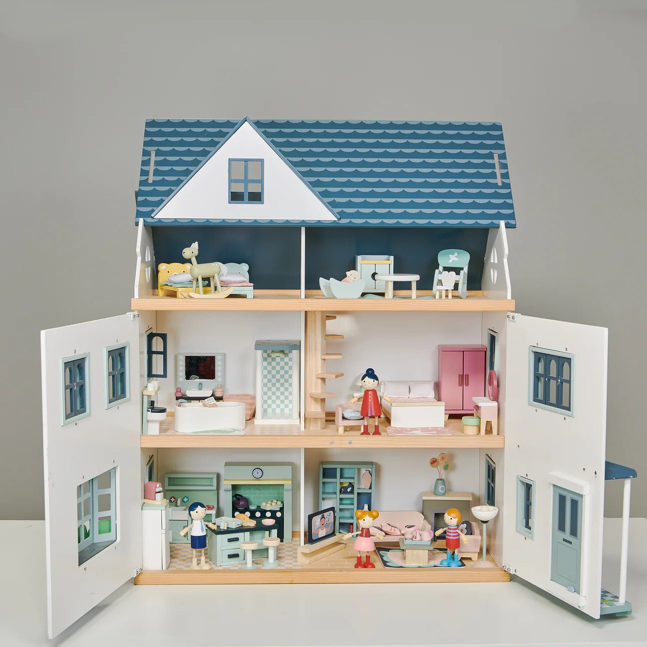 Buy Dovetail House with 5 Room Sets – Wooden Dolls House Bundle by Tender Leaf Toys | for kids by Learning Bugs UK