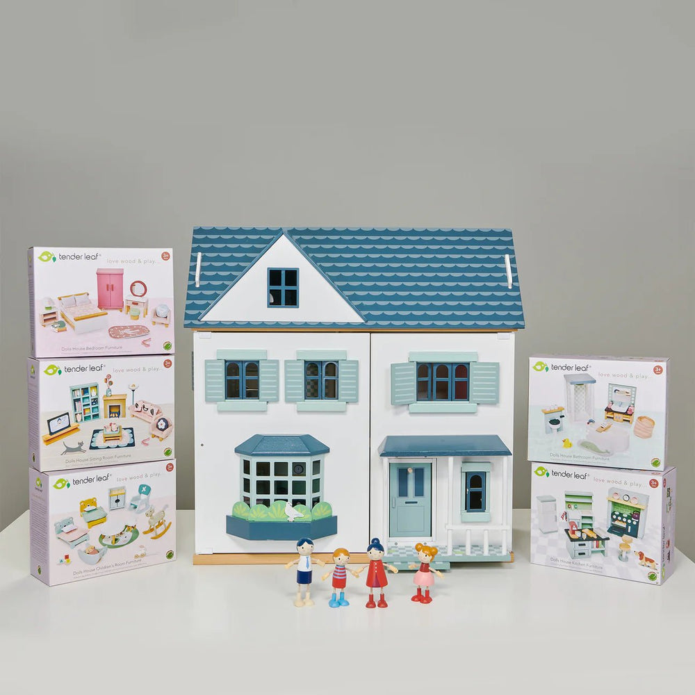 Buy Dovetail House with 5 Room Sets – Wooden Dolls House Bundle by Tender Leaf Toys | for kids by Learning Bugs UK