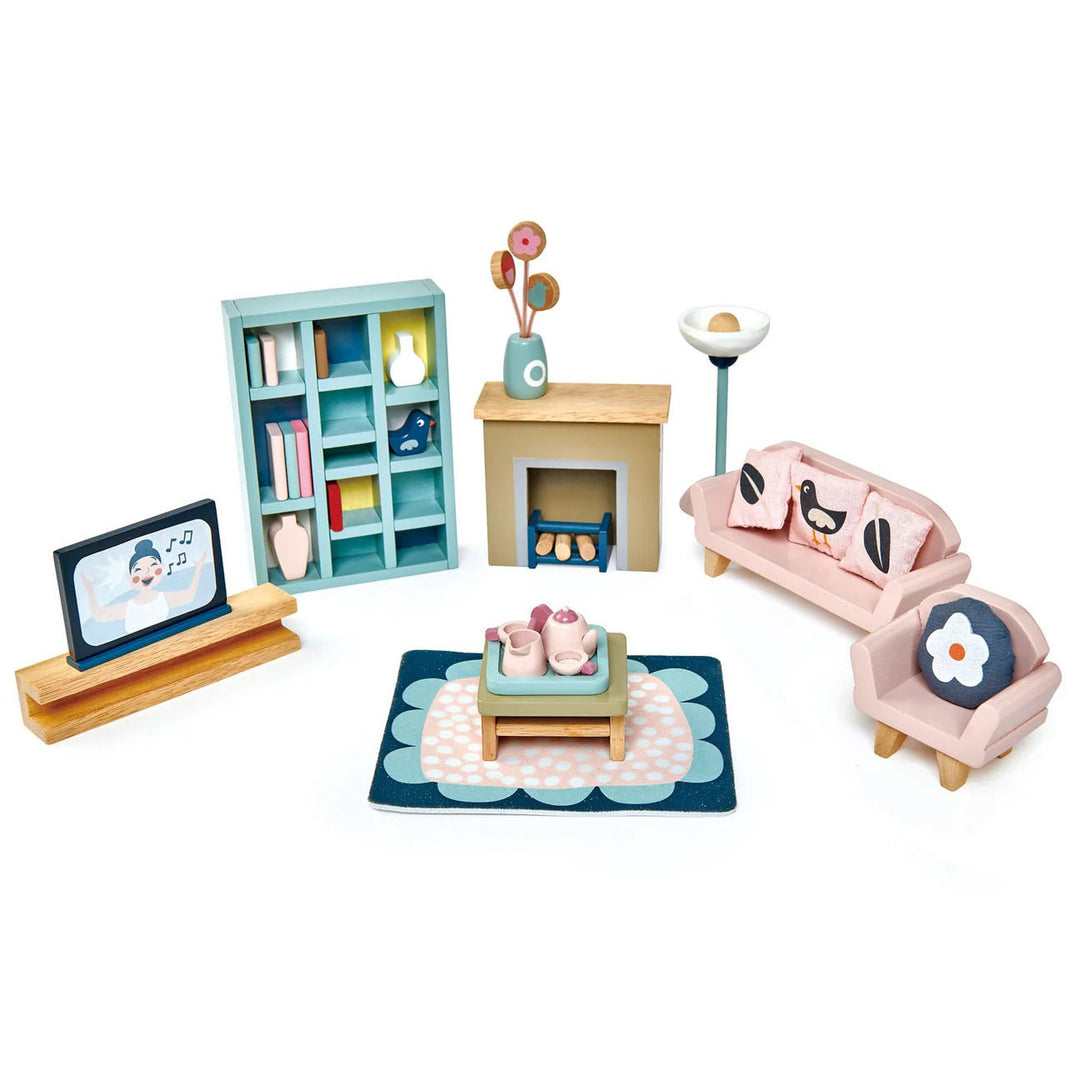 Buy Dovetail House with 5 Room Sets – Wooden Dolls House Bundle by Tender Leaf Toys | for kids by Learning Bugs UK