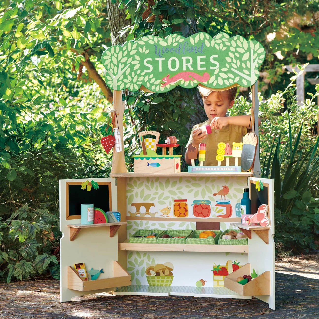 Buy Tender Leaf Woodland Stores and Theatre – Wooden Play Shop and Theatre Set | for kids by Learning Bugs UK