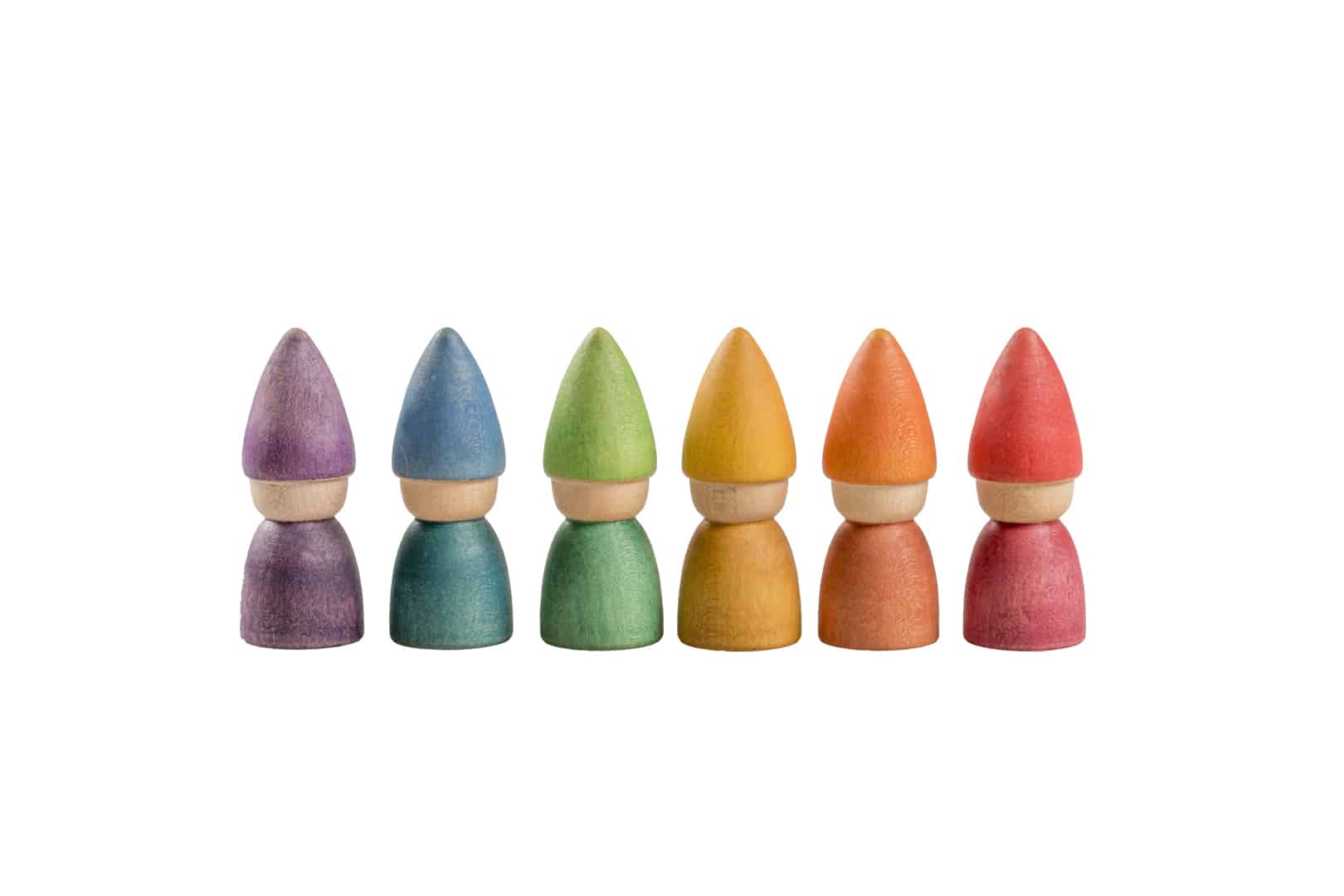 Grapat Rainbow Tomtens - Set of 6 Wooden Peg Dolls by Grapat - Learning Bugs UK