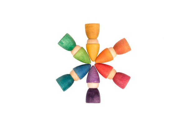 Grapat Rainbow Tomtens – Set of 6 Wooden Peg Dolls