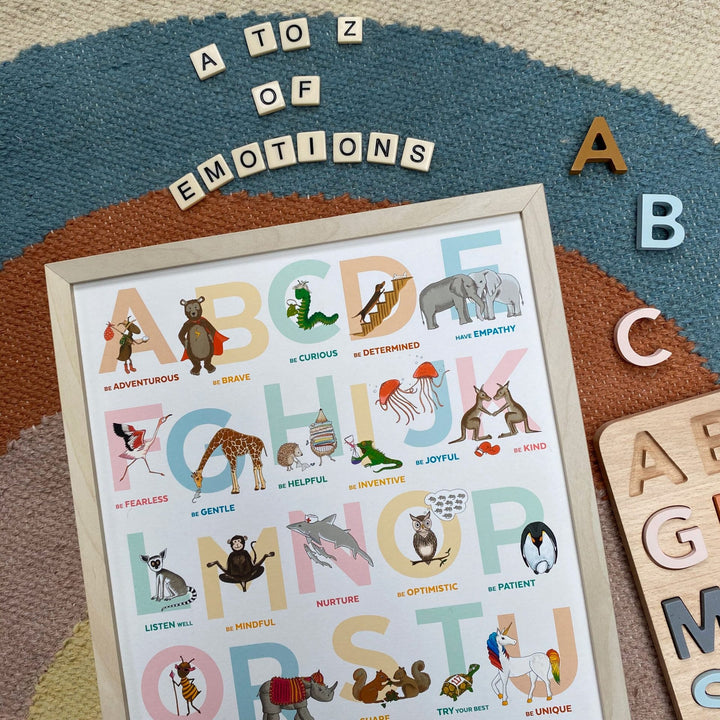 Fearless Flamingo Original A to Z animal Alphabet of Emotions print