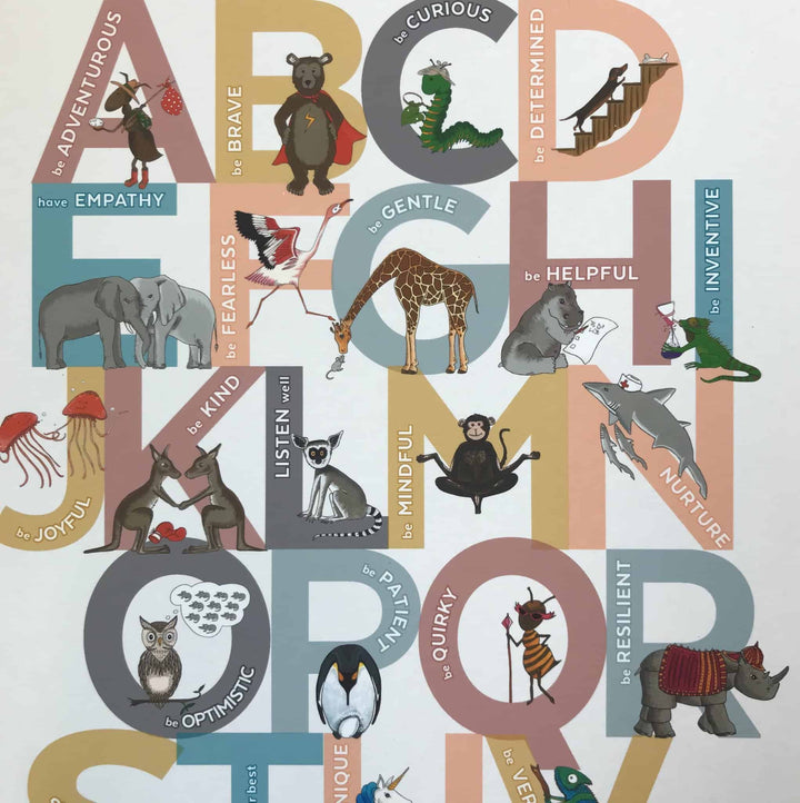 Fearless Flamingo Original A to Z Alphabet of Emotions Block Print