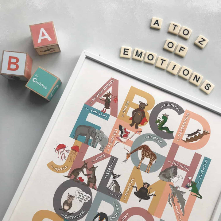 Fearless Flamingo Original A to Z Alphabet of Emotions Block Print