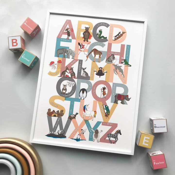 Fearless Flamingo Original A to Z Alphabet of Emotions Block Print