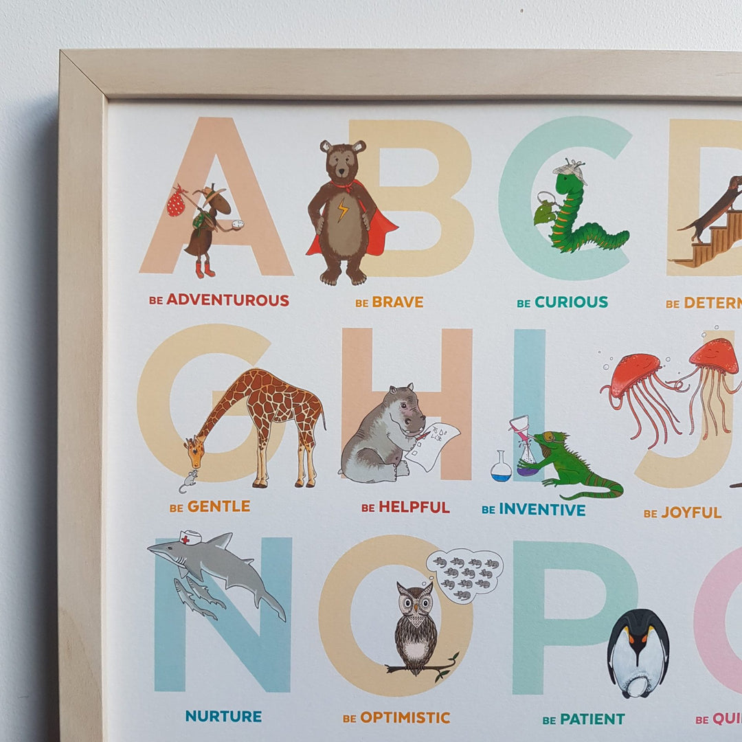 Fearless Flamingo Original A to Z animal Alphabet of Emotions print