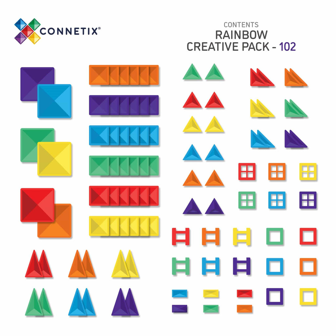 Connetix Tiles 102 Piece Rainbow Creative Pack