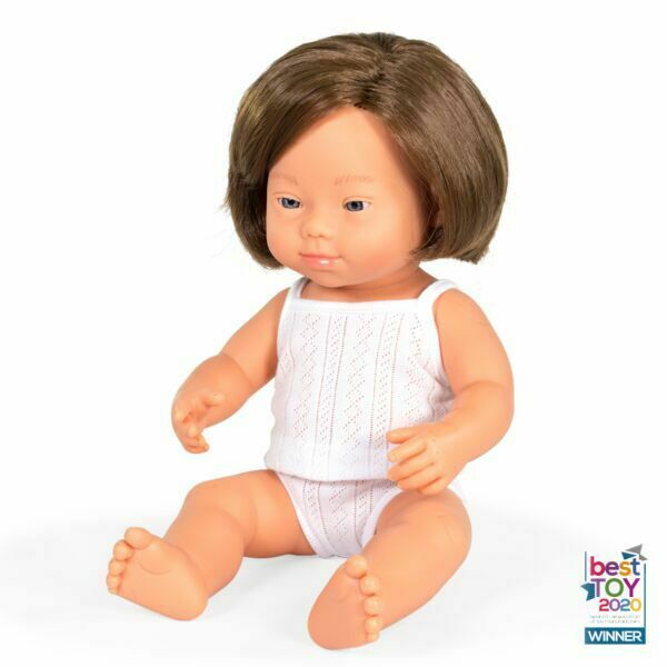 Buy Miniland Toddler Doll 38cm - Caucasian Girl with Down Syndrome, Inclusive Educational Toy | for kids by Learning Bugs UK