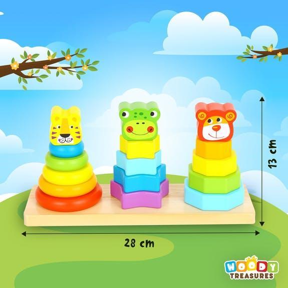 Buy Woody Treasures Animal Shape Stacking Toy | for kids by Learning Bugs UK